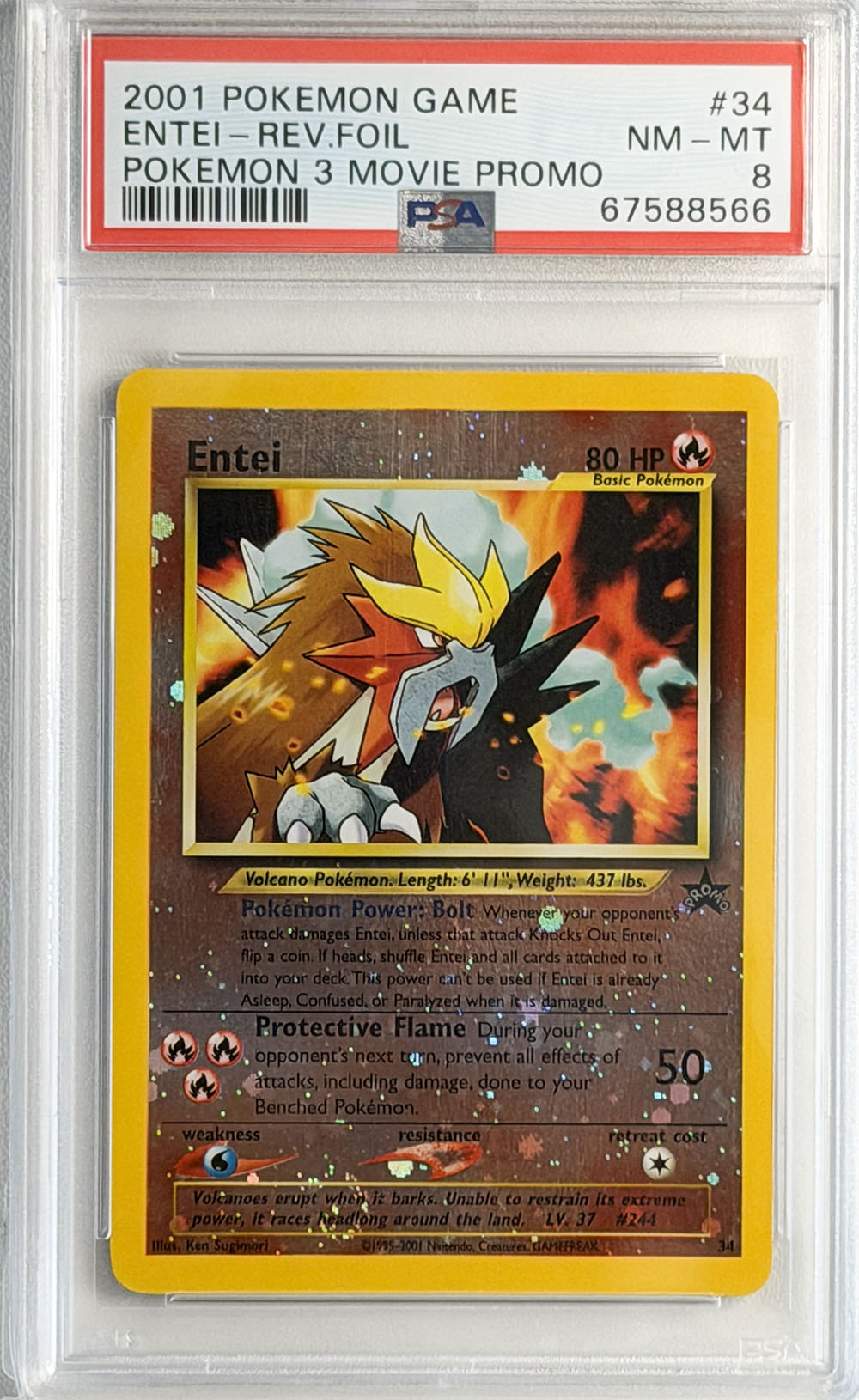 Entei #34 Pokémon 3 Movie Promo PSA 8 - forside