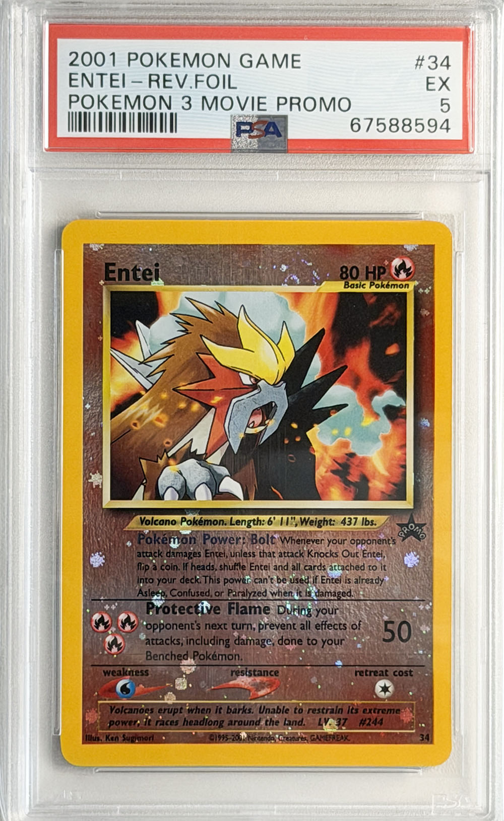 Entei #34 Pokémon 3 Movie Promo PSA 5 - forside