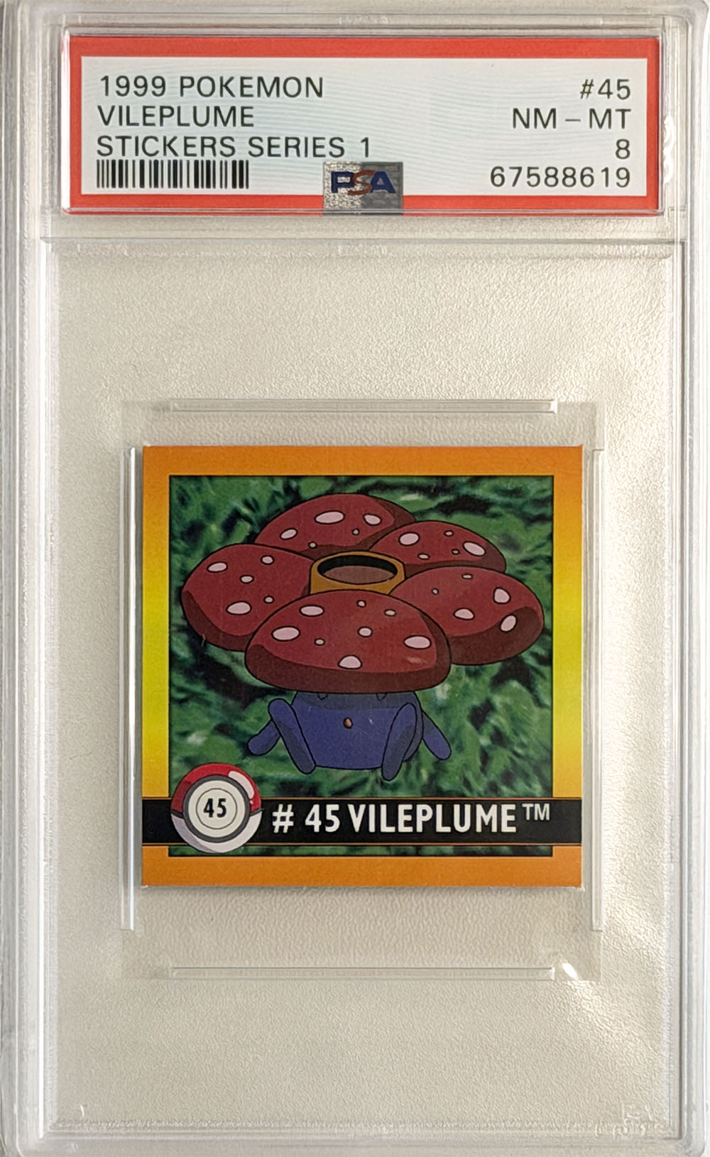 Vileplume #45 Stickers Series 1 PSA 8 - forside