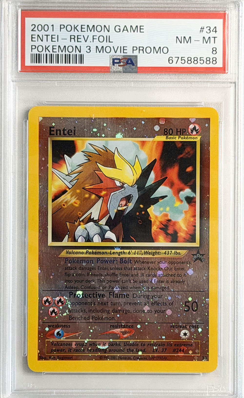 Entei #34 Pokémon 3 Movie Promo PSA 8 - forside