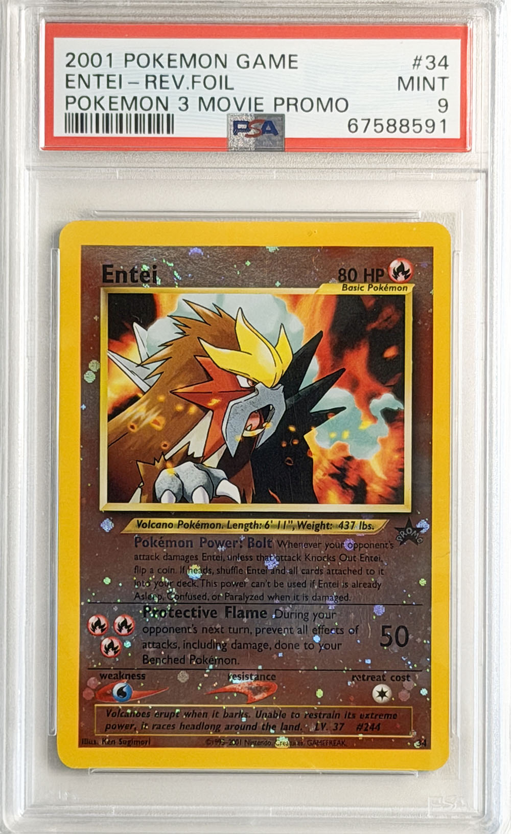 Entei #34 Pokémon 3 Movie Promo PSA 9 - forside