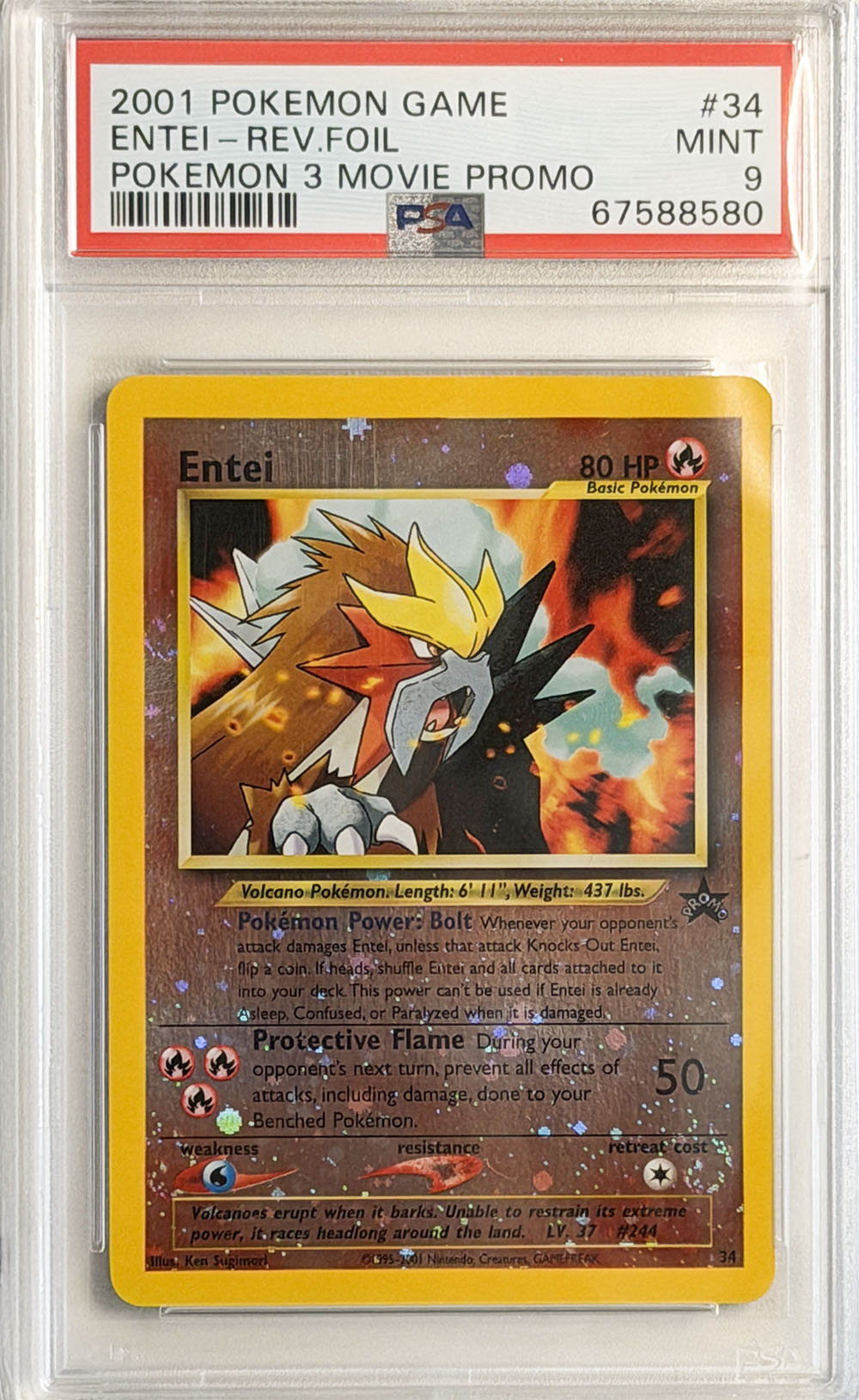 Entei #34 Pokémon 3 Movie Promo PSA 9 - forside
