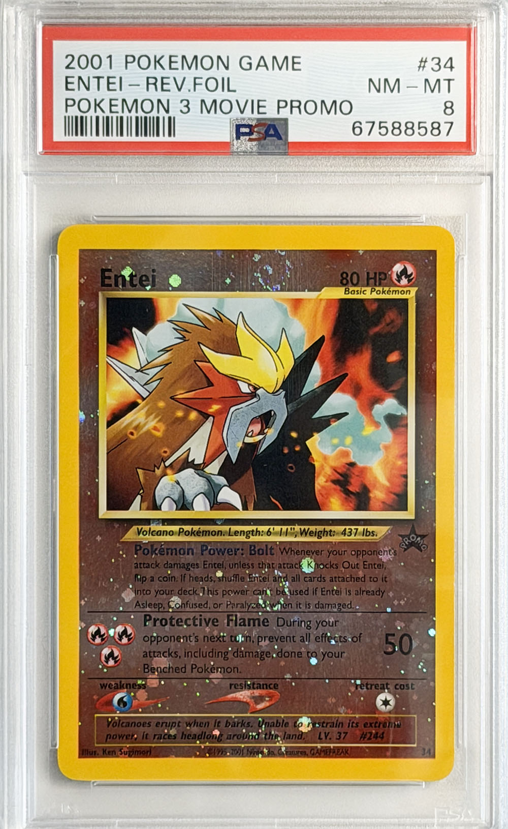 Entei #34 Pokémon 3 Movie Promo PSA 8 - forside