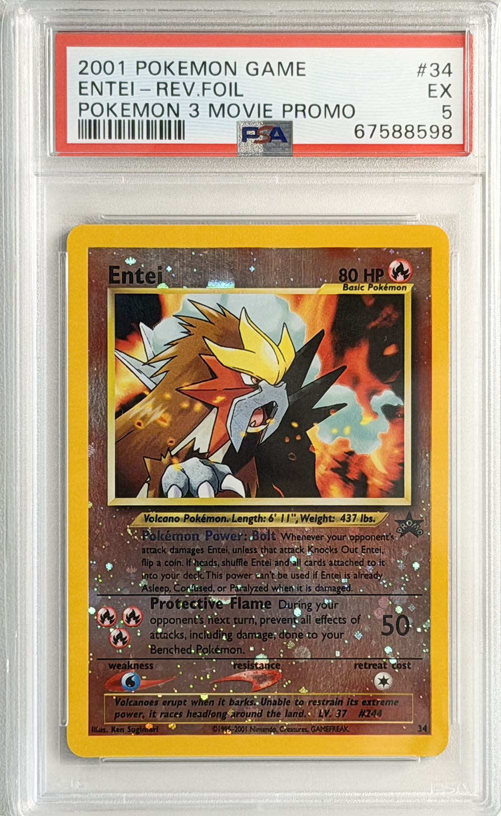 Entei #34 Pokémon 3 Movie Promo PSA 5 - forside
