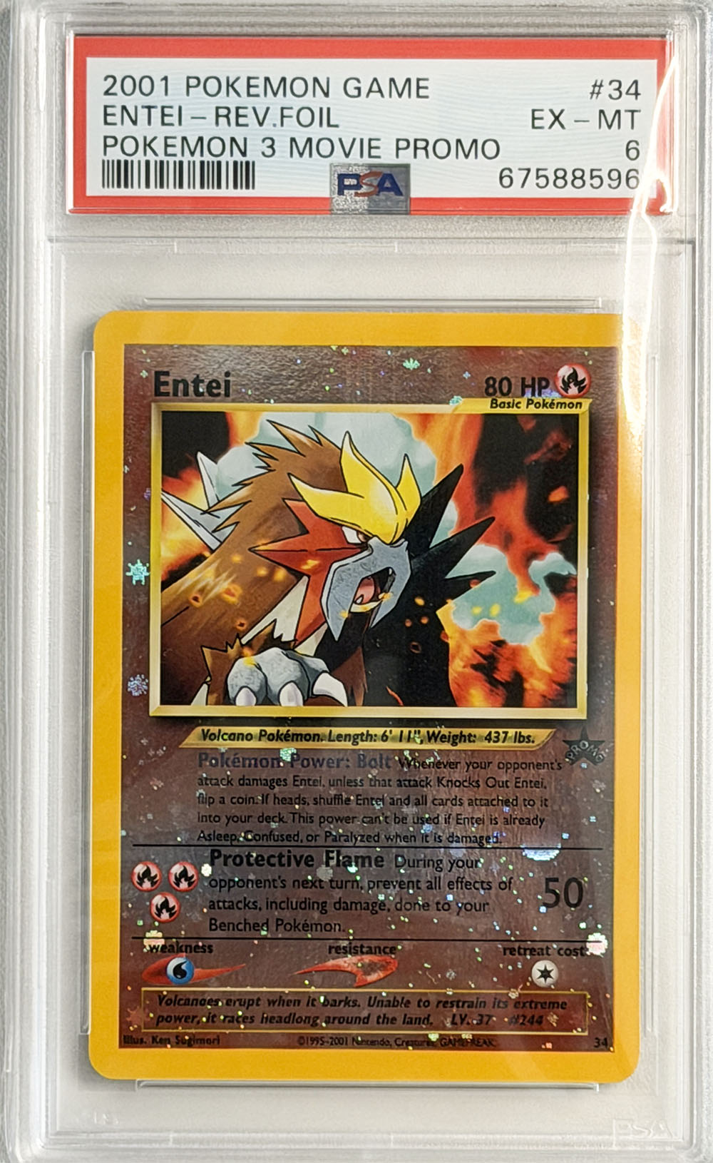 Entei #34 Pokémon 3 Movie Promo PSA 6 - forside