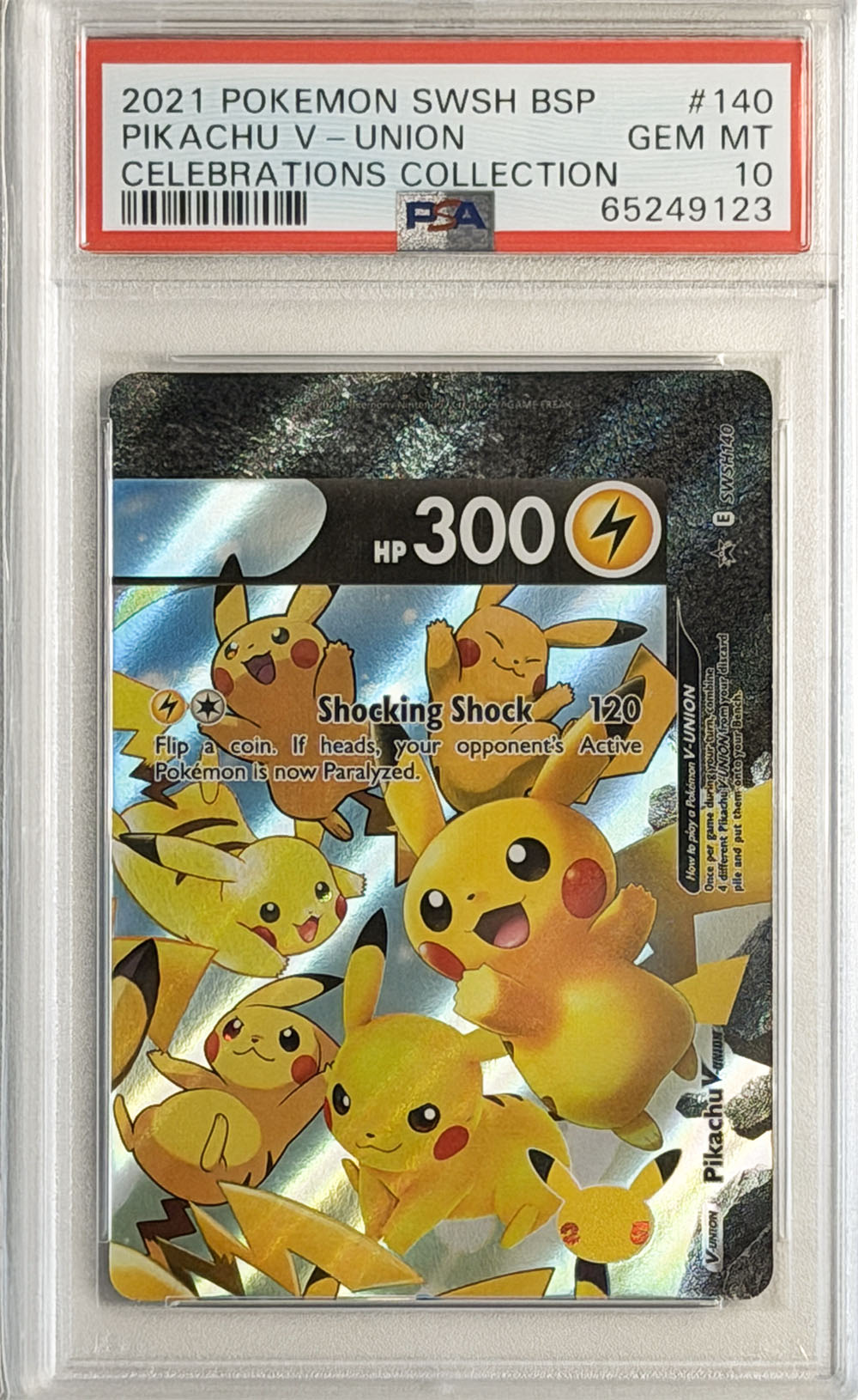 Pikachu V-UNION #140 PSA 10 - forside
