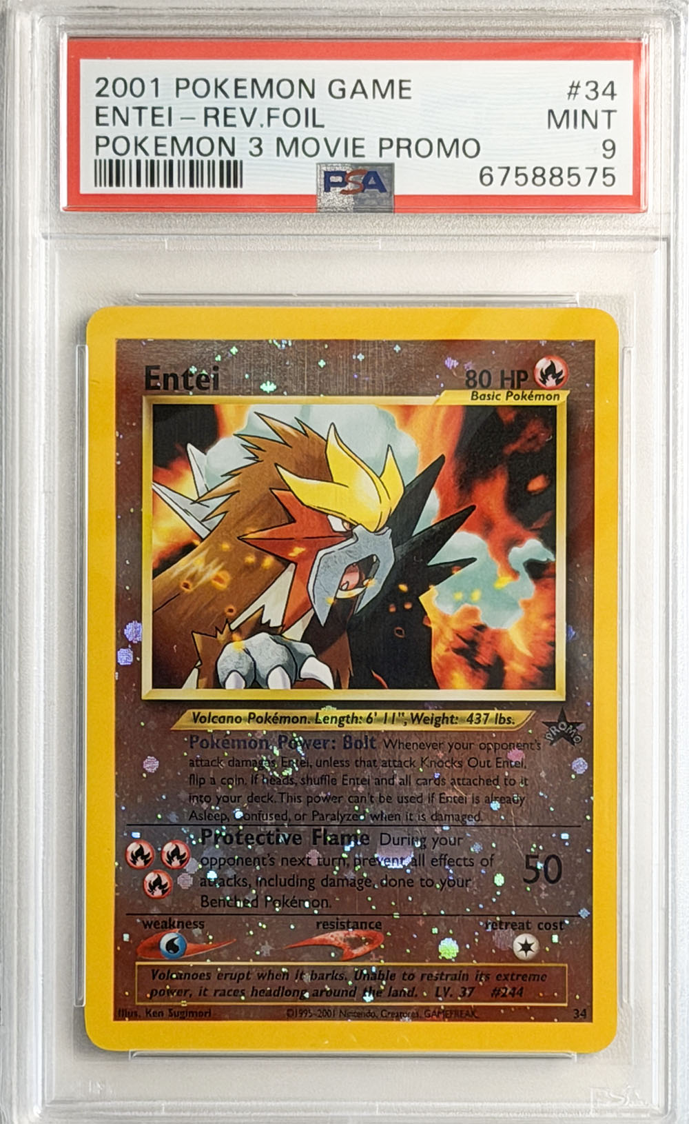 Entei #34 Pokémon 3 Movie Promo PSA 9 - forside
