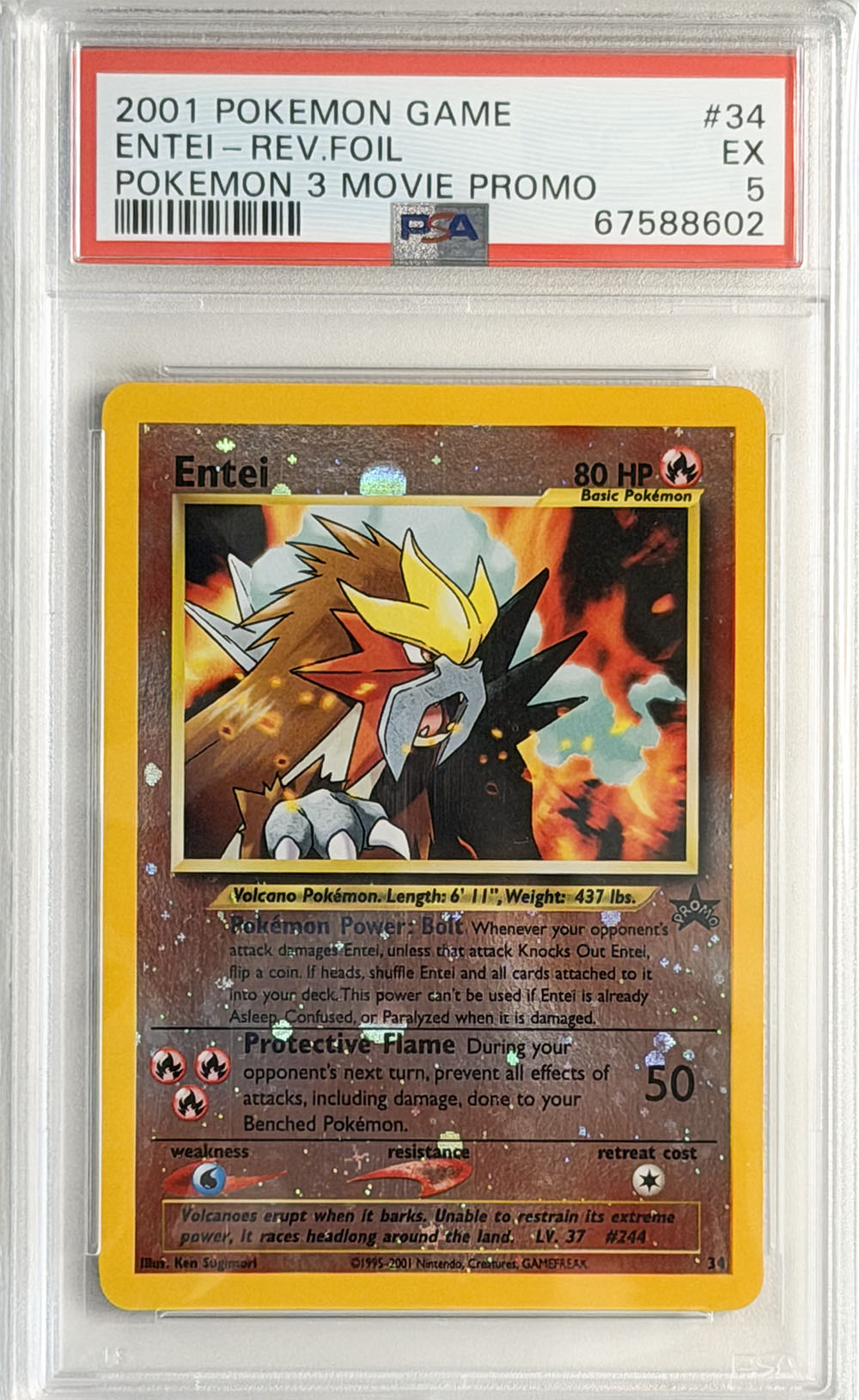 Entei #34 Pokémon 3 Movie Promo PSA 5 - forside