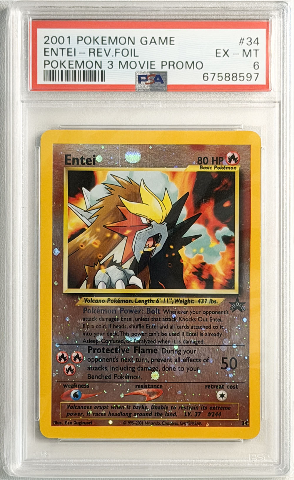 Entei #34 Pokémon 3 Movie Promo PSA 6 - forside