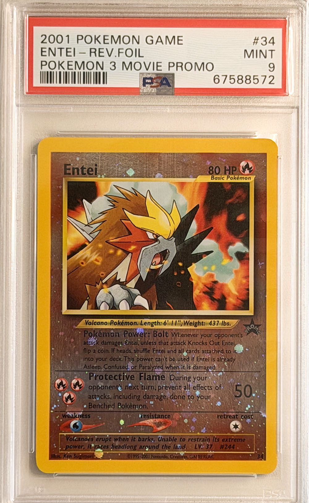 Entei #34 Pokémon 3 Movie Promo PSA 9 - forside