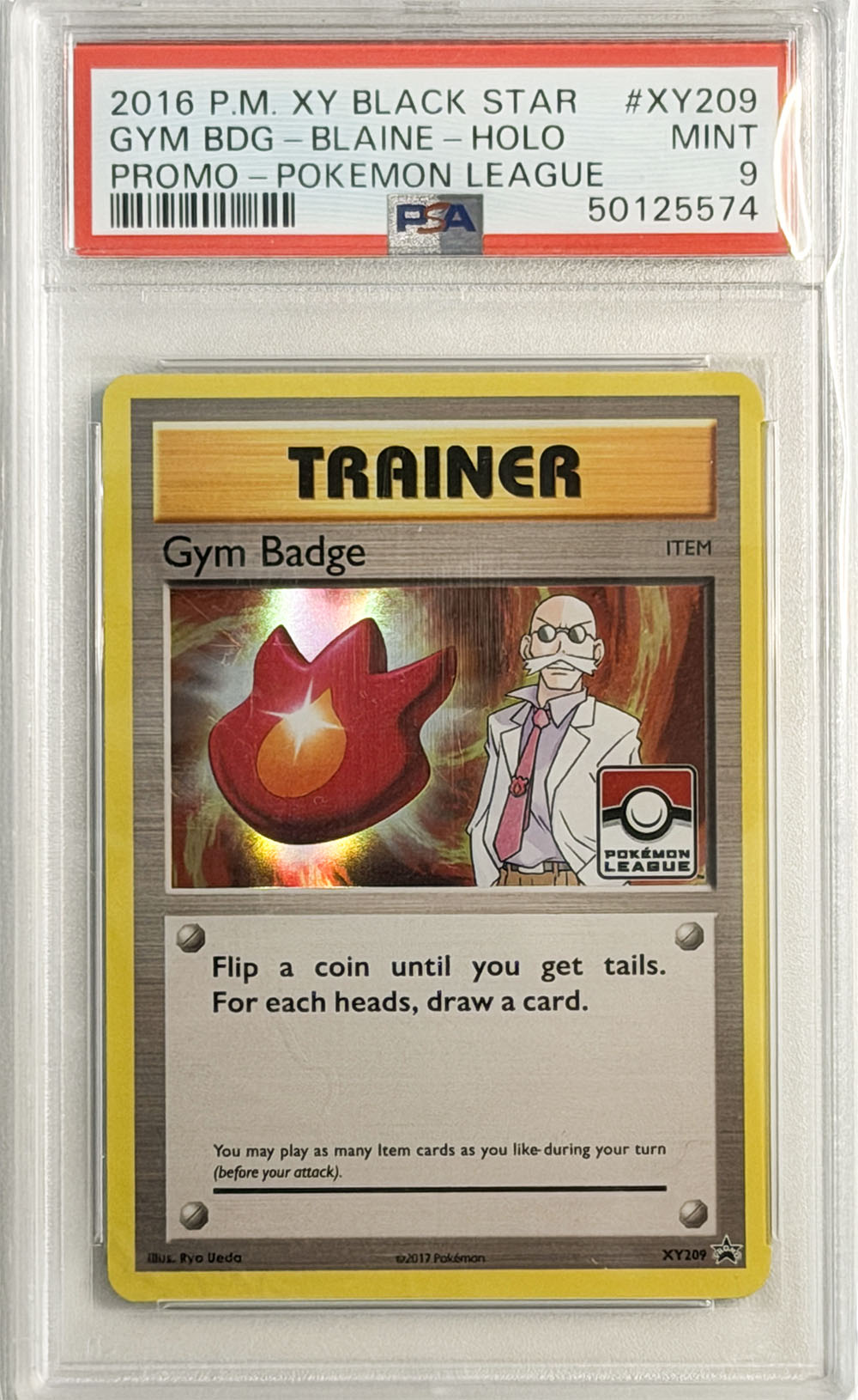 Blaine Gym Badge #XY209 PSA 9 - forside