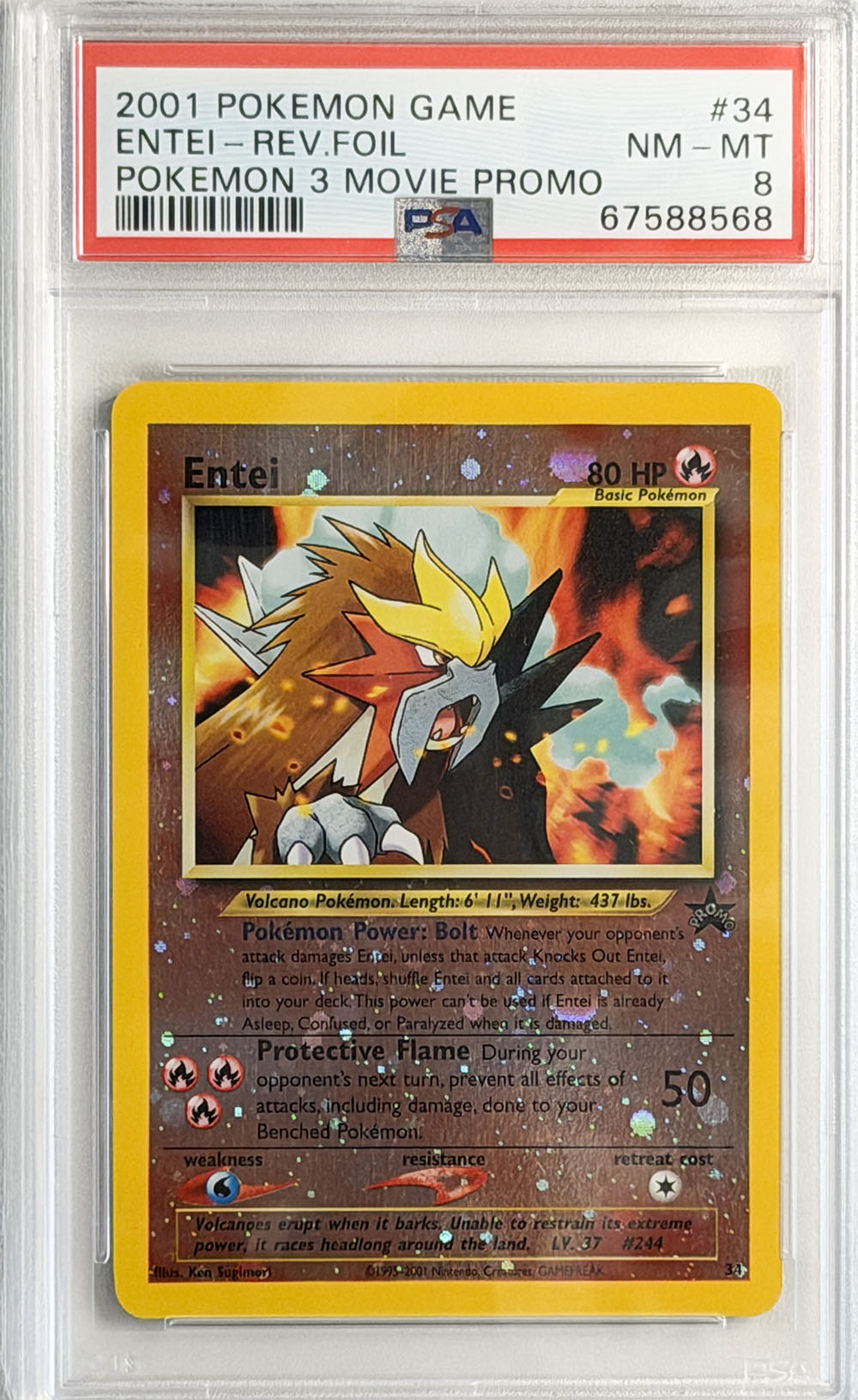 Entei #34 Pokémon 3 Movie Promo PSA 8 - forside