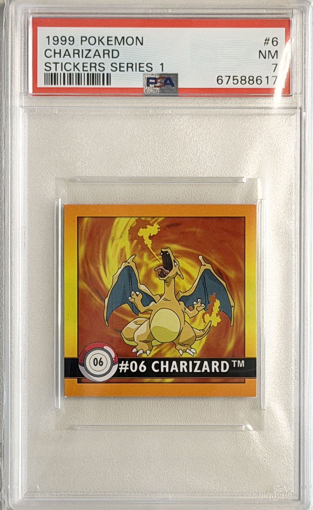 Charizard #6 Stickers Series 1 PSA 7 - forside