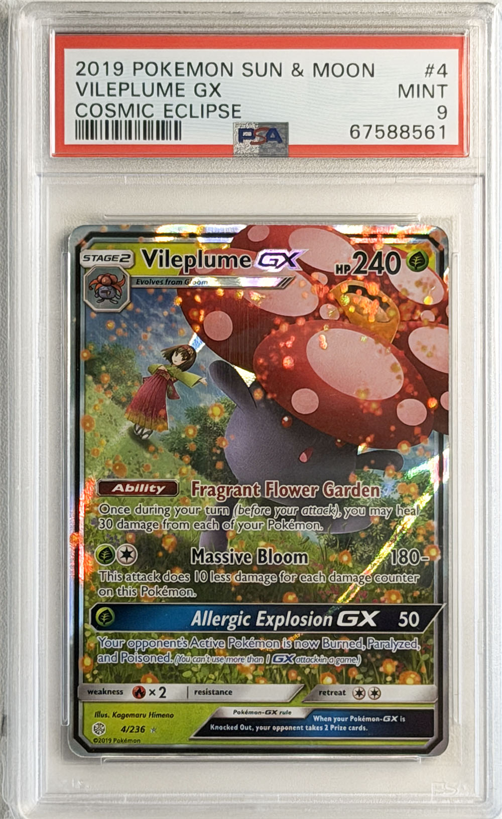 Vileplume GX #4 Cosmic Eclipse PSA 9 - forside