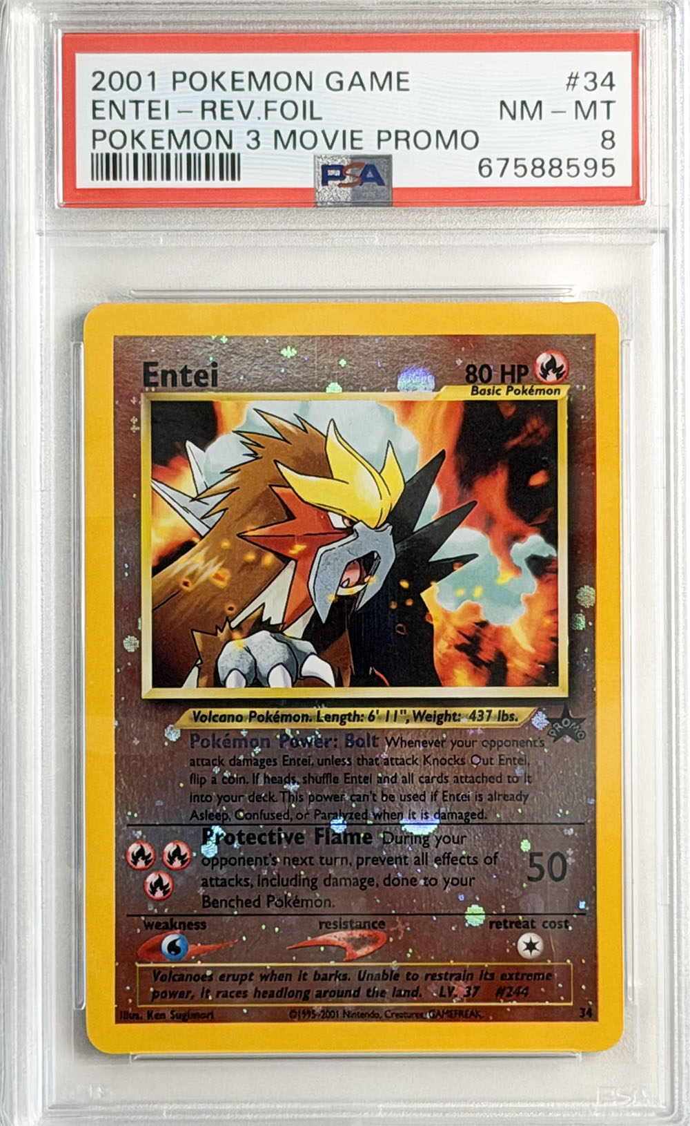 Entei #34 Pokémon 3 Movie Promo PSA 8 - forside