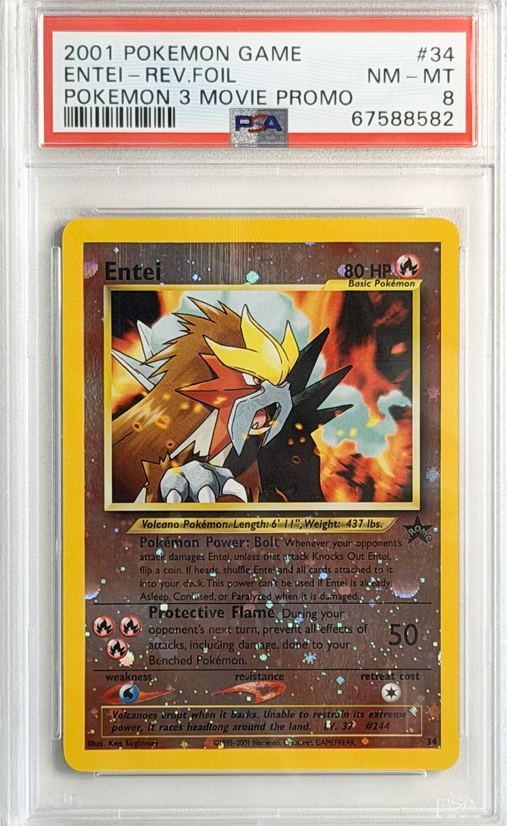 Entei #34 Pokémon 3 Movie Promo PSA 8 - forside