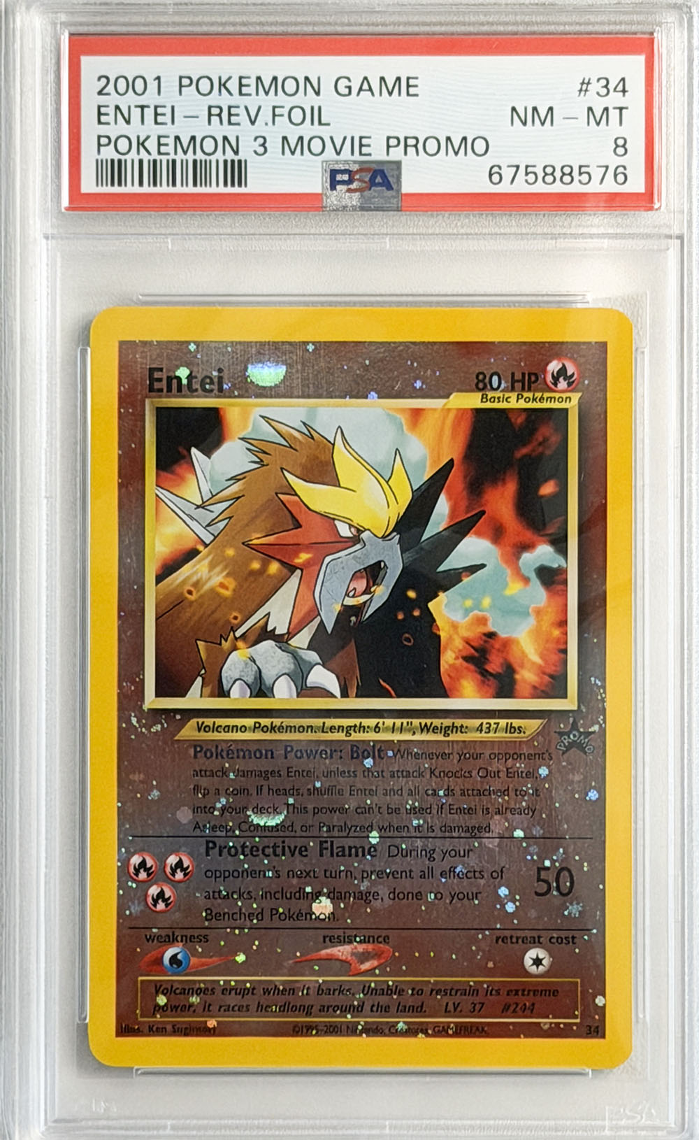 Entei #34 Pokémon 3 Movie Promo PSA 8 - forside