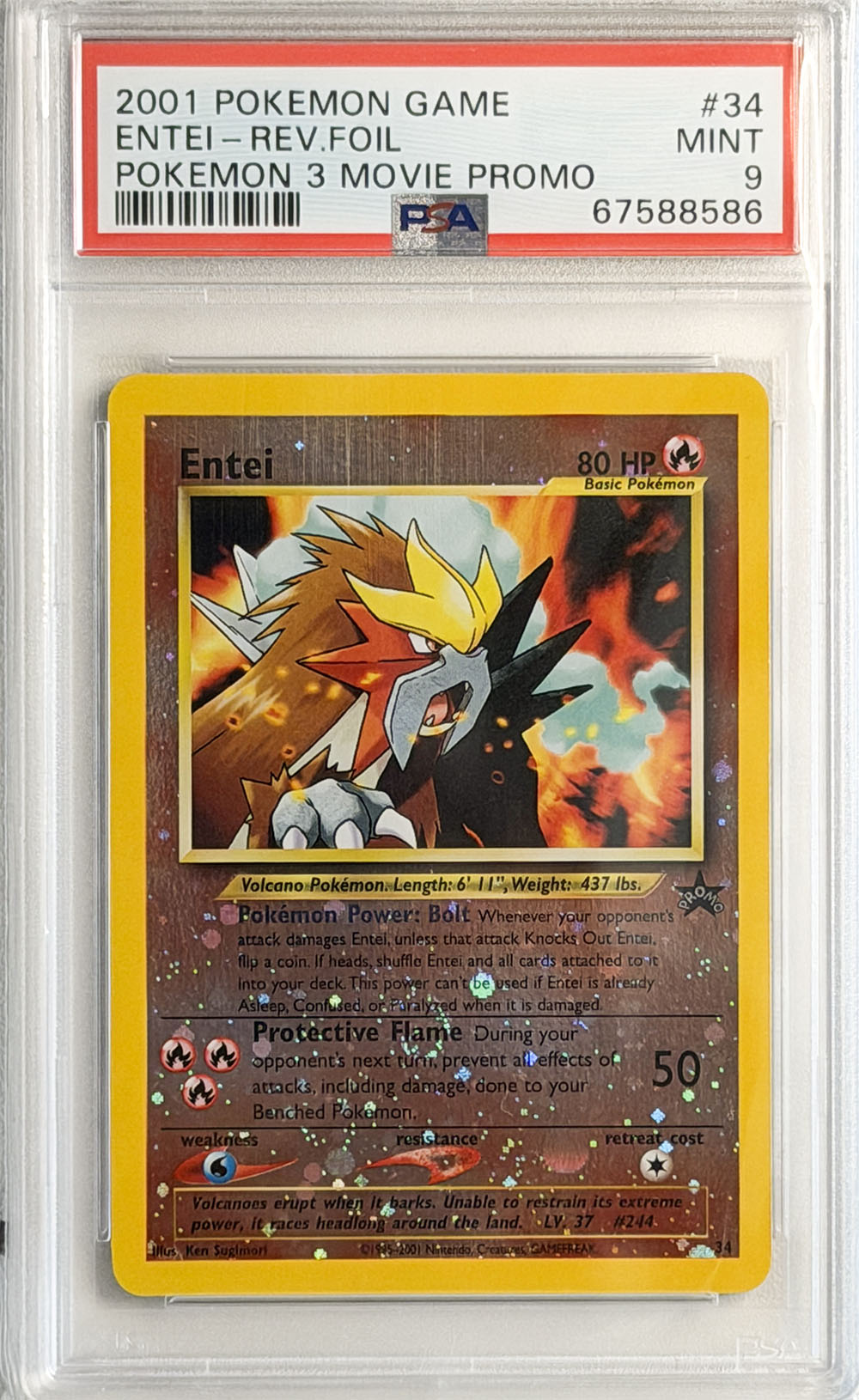 Entei #34 Pokémon 3 Movie Promo PSA 9 - forside