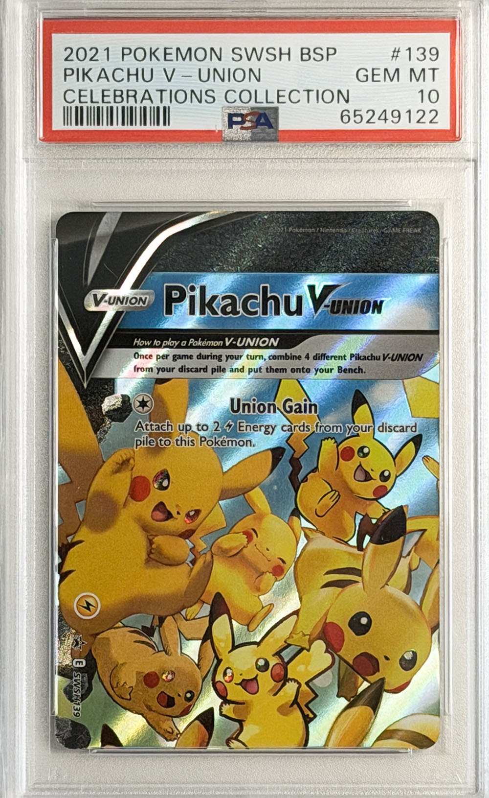 Pikachu V-UNION #139 PSA 10 - forside
