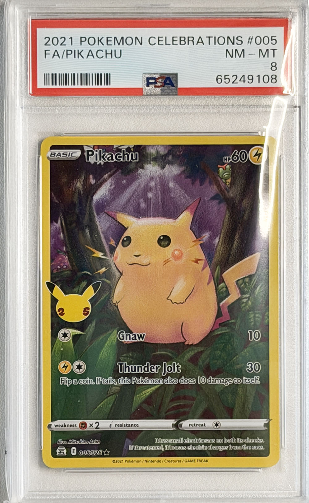 Pikachu #005 Celebrations PSA 8 - forside