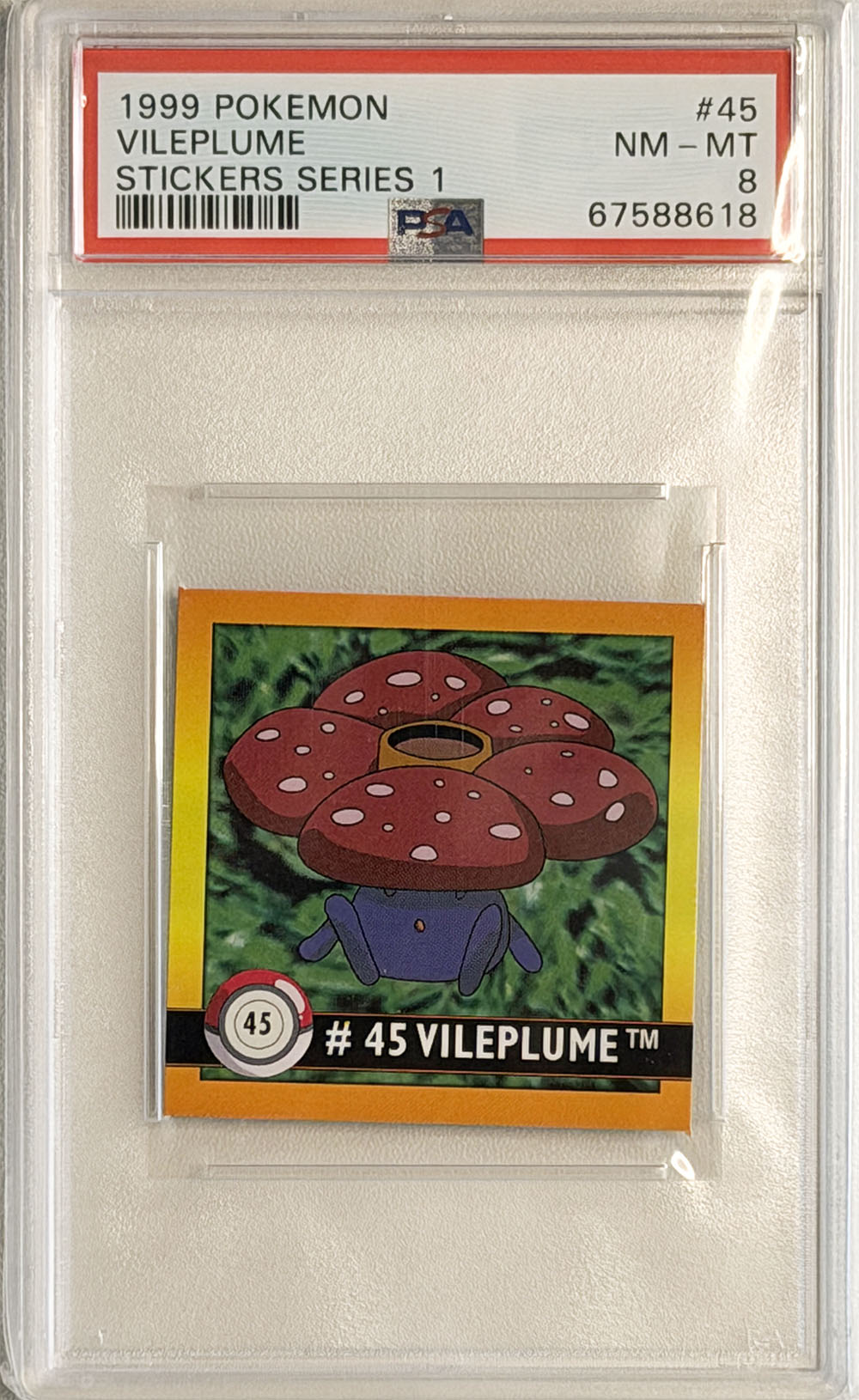 Vileplume #45 Stickers Series 1 PSA 8 - forside