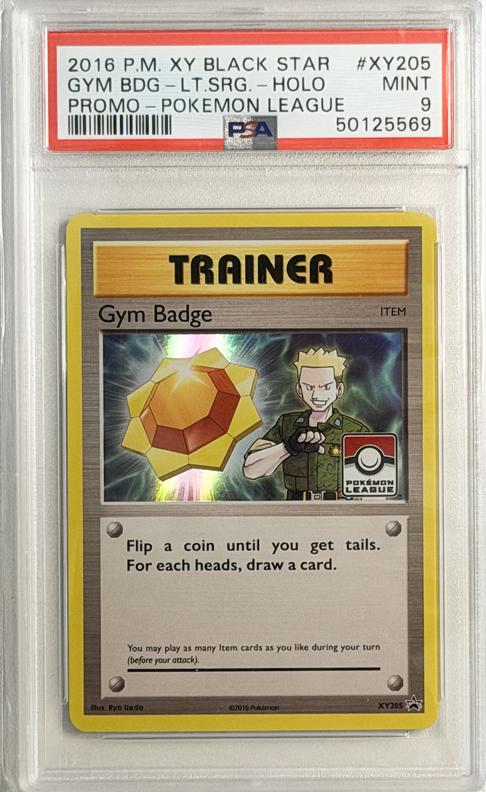 Lt. Surge Gym Badge #XY205 PSA 9 - forside