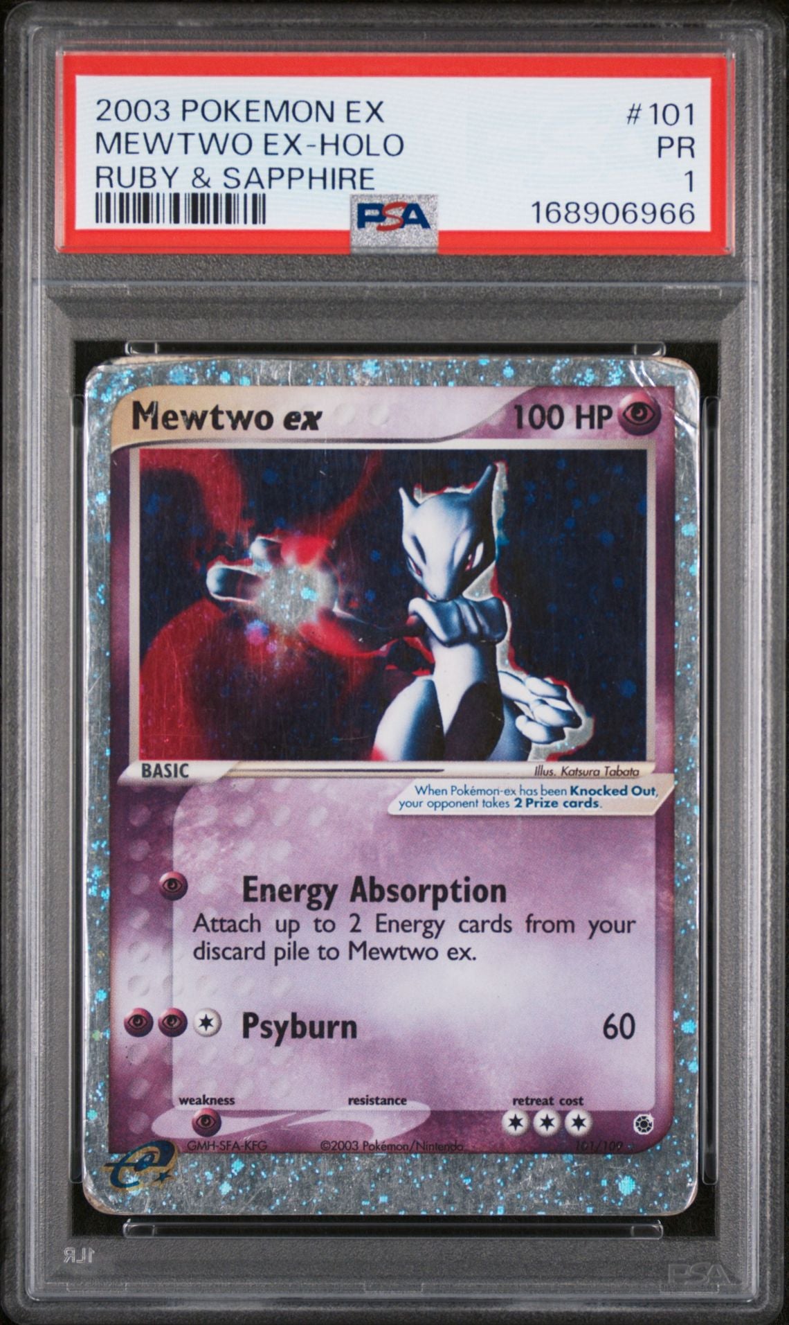 Mewtwo ex #101 EX Ruby & Sapphire PSA 1 - forside