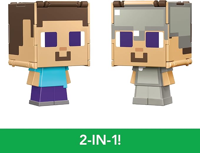 Flippin' Figs Minecraft Mob Head Steve/Steve in Iron Armor Figur