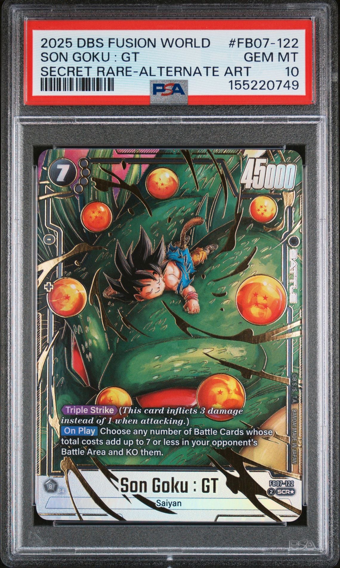 Son Goku GT #FB07-122 Secret Rare Alt Art PSA 10 - forside