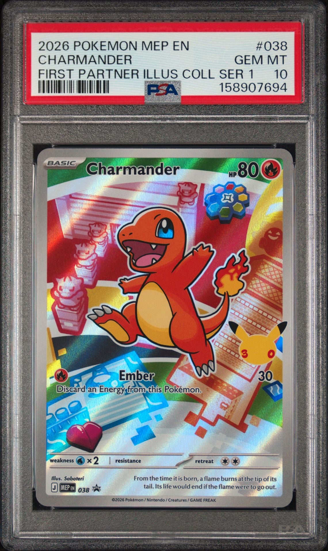 Charmander #038 MEP Black Star Promos PSA 10 - forside