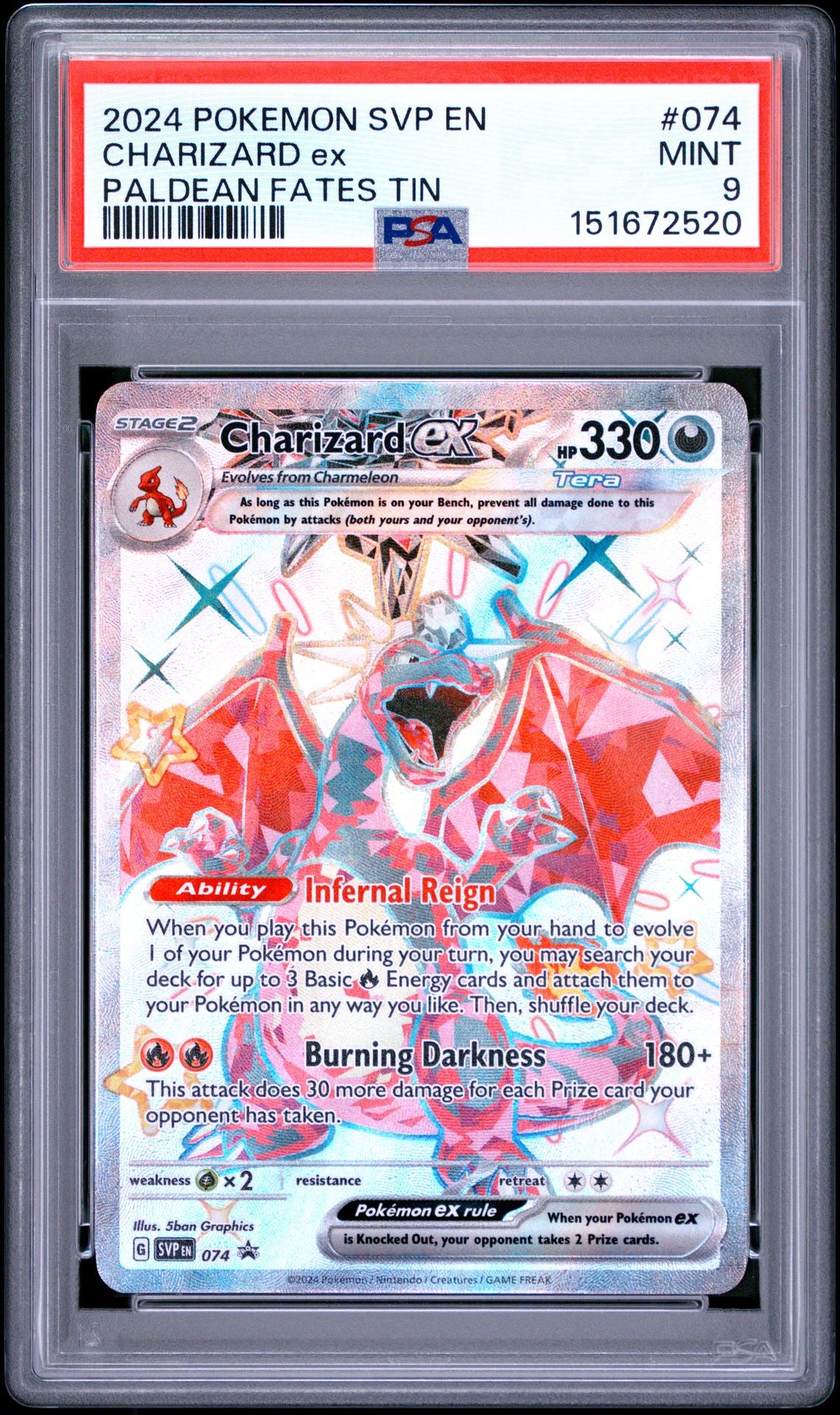 Charizard ex #074 Scarlet & Violet Promos PSA 9 - forside