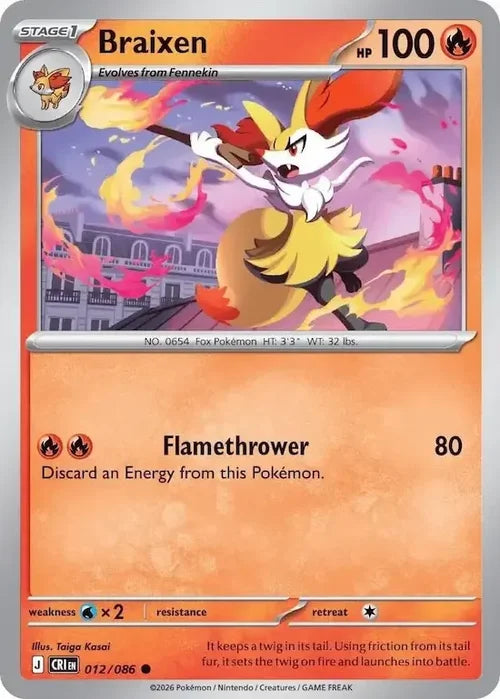 Braixen - Chaos Rising (Common) [CRI-012] English / Near Mint / Normal