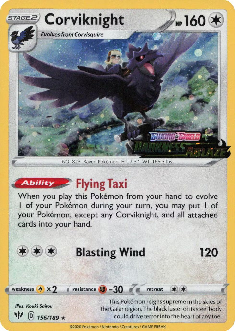 Corviknight - Darkness Ablaze (Set Stamp Promo) [156] Kortspil