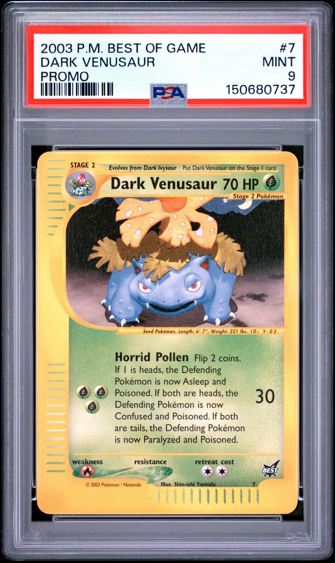 Dark Venusaur #7 Best of Game PSA 9 - forside
