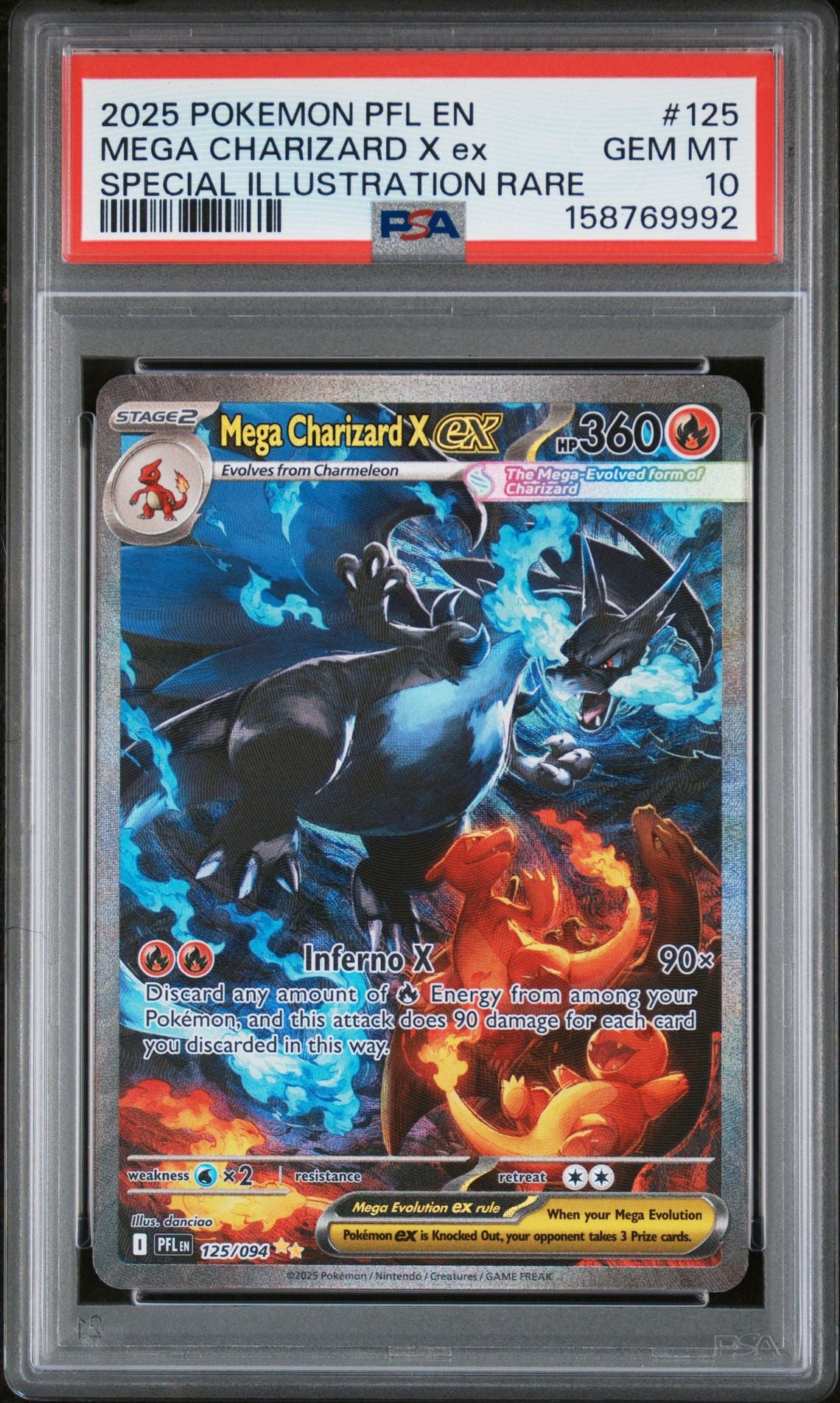 Mega Charizard ex #125 Phantasmal Flames PSA 10 - forside