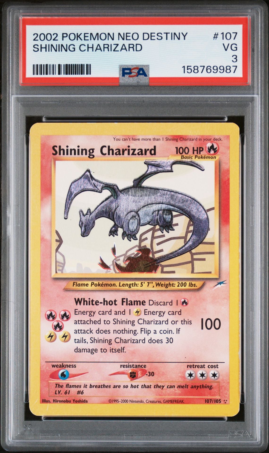 Shining Charizard #107 Neo Destiny PSA 3 - forside