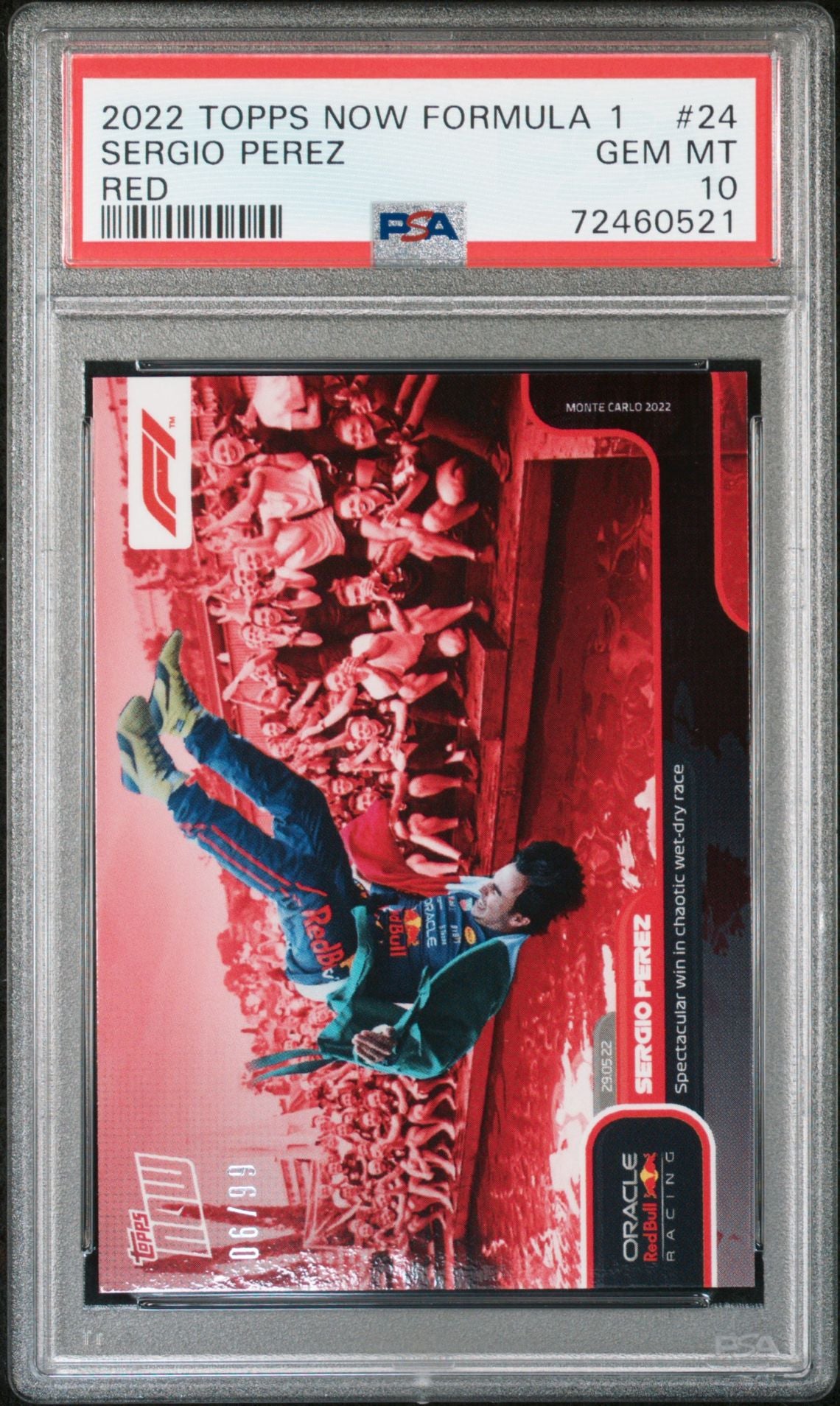 Sergio Perez #24 Red 2022 Topps Now Formula 1 PSA 10 - forside