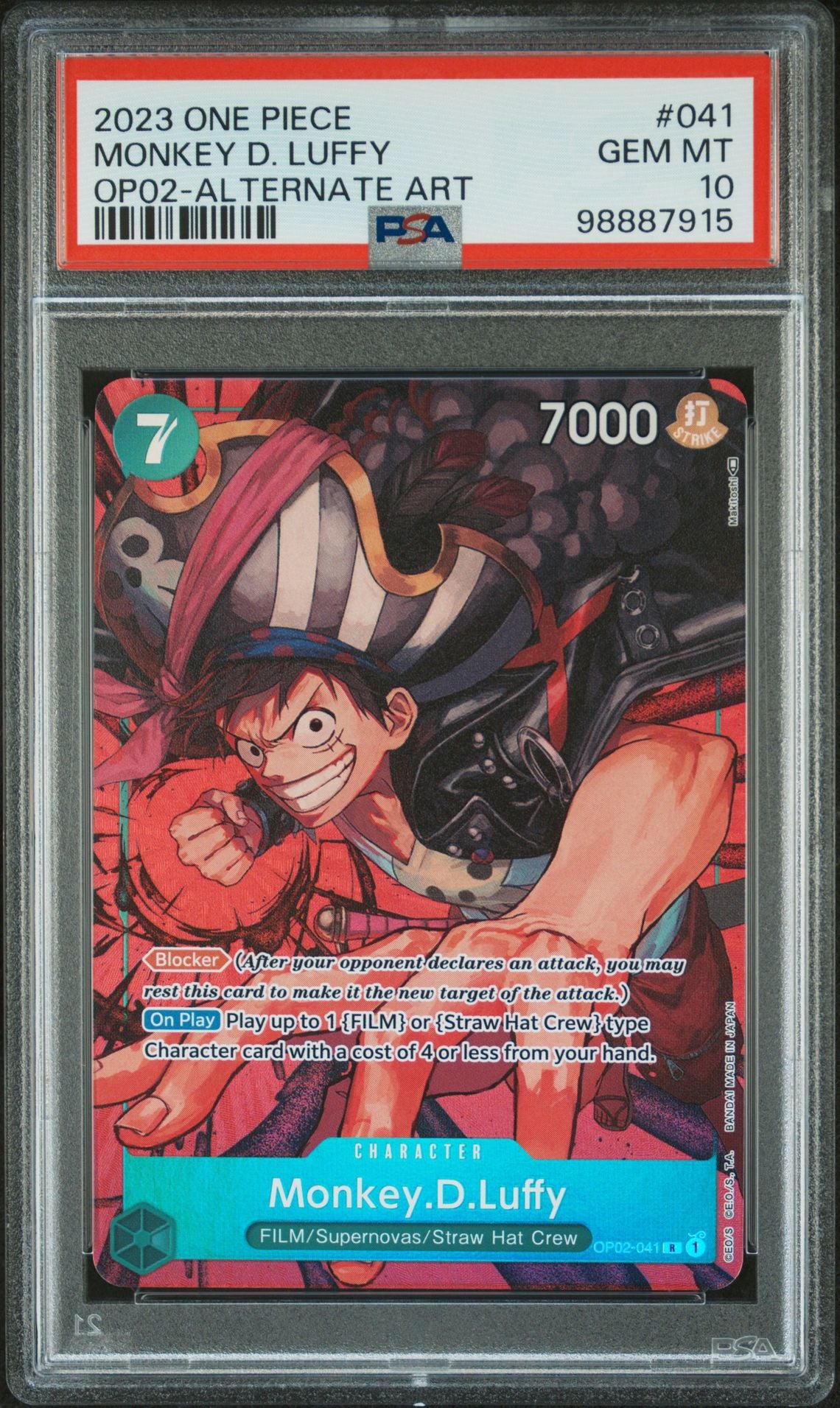 Monkey D. Luffy OP02-041 Paramount War PSA 10 - forside
