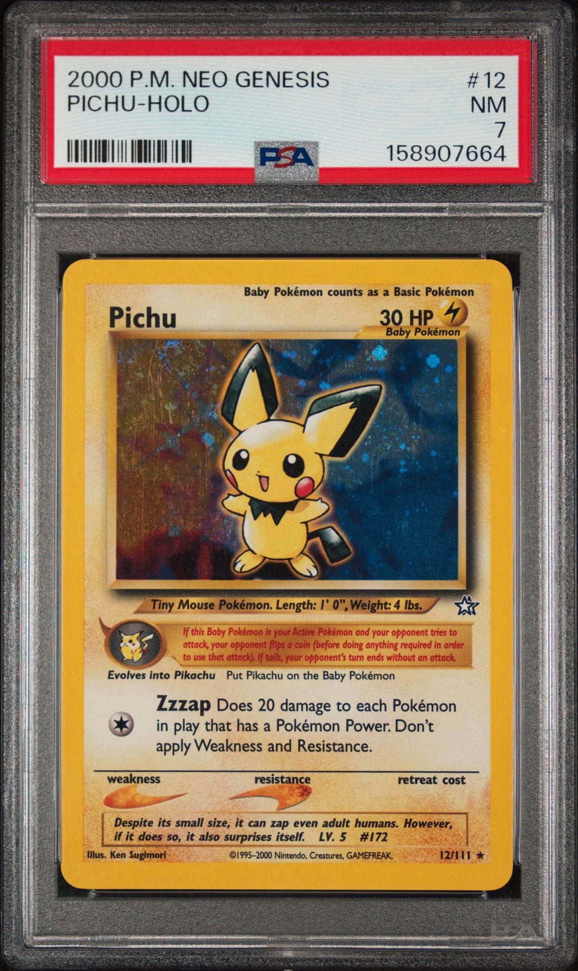 Pichu #12 Neo Genesis PSA 7 - forside