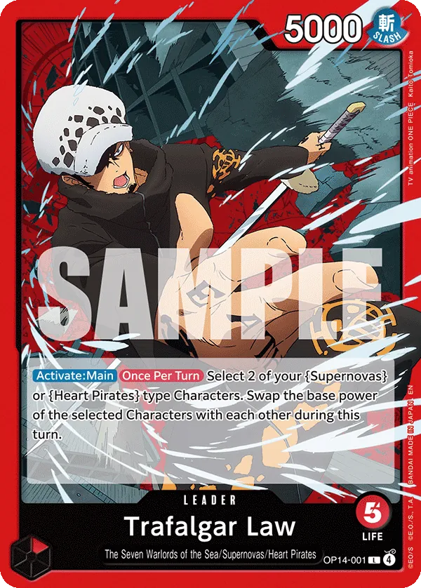 Trafalgar Law (OP14-001) (V.1) - The Azure Sea's Seven (Leader) [OP14-001] English / Near Mint / Normal
