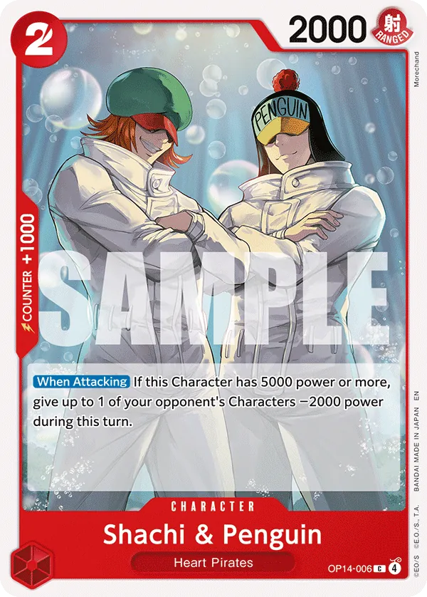 Shachi & Penguin (OP14-006) - The Azure Sea's Seven (Common) [OP14-006] English / Near Mint / Normal