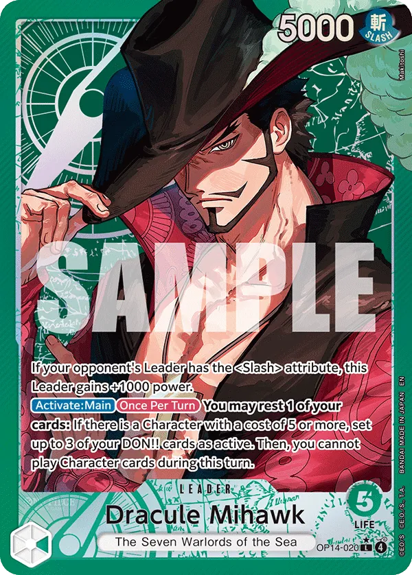 Dracule Mihawk (OP14-020) (V.2) - The Azure Sea's Seven (Alternate Art) [OP14-020] English / Near Mint / Normal