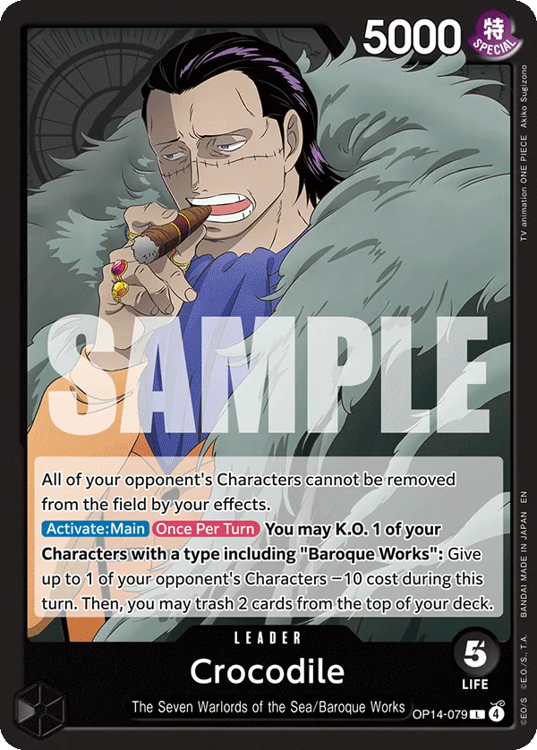 Crocodile (OP14-079) (V.1) - The Azure Sea's Seven (Leader) [OP14-079] English / Near Mint / Normal