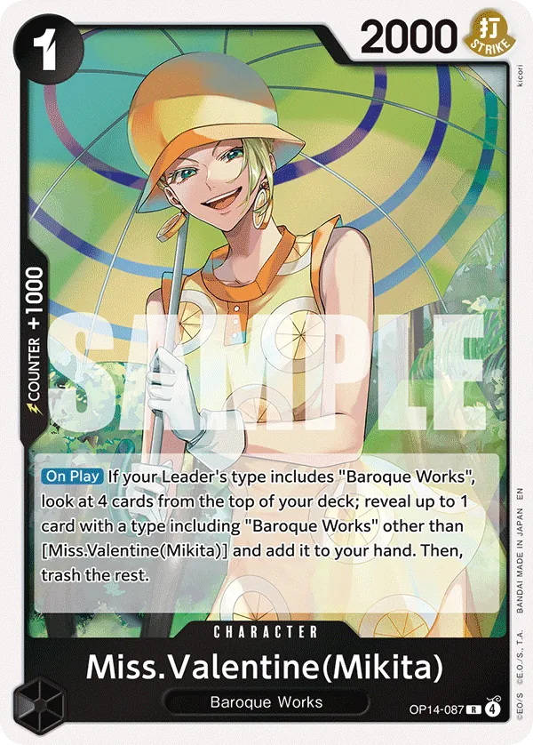 Miss.Valentine(Mikita) (OP14-087) - The Azure Sea's Seven (Rare) [OP14-087] English / Near Mint / Normal