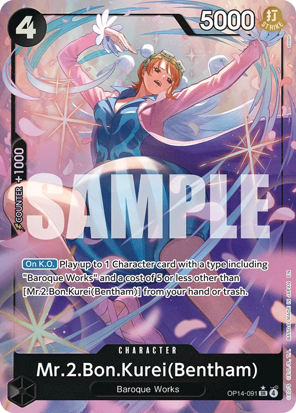 Mr.2.Bon.Kurei(Bentham) (OP14-091) (V.2) - The Azure Sea's Seven (Alternate Art) [OP14-091] English / Near Mint / Normal
