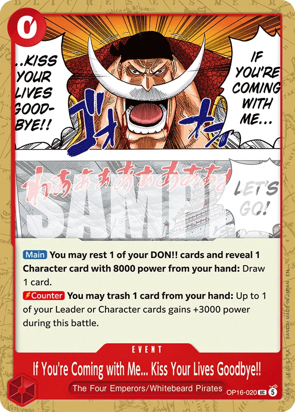 If You're Coming with Me... Kiss Your Lives Goodbye!! (OP16-020) - The Time of Battle (Uncommon) [OP16-020] English / Near Mint / Normal