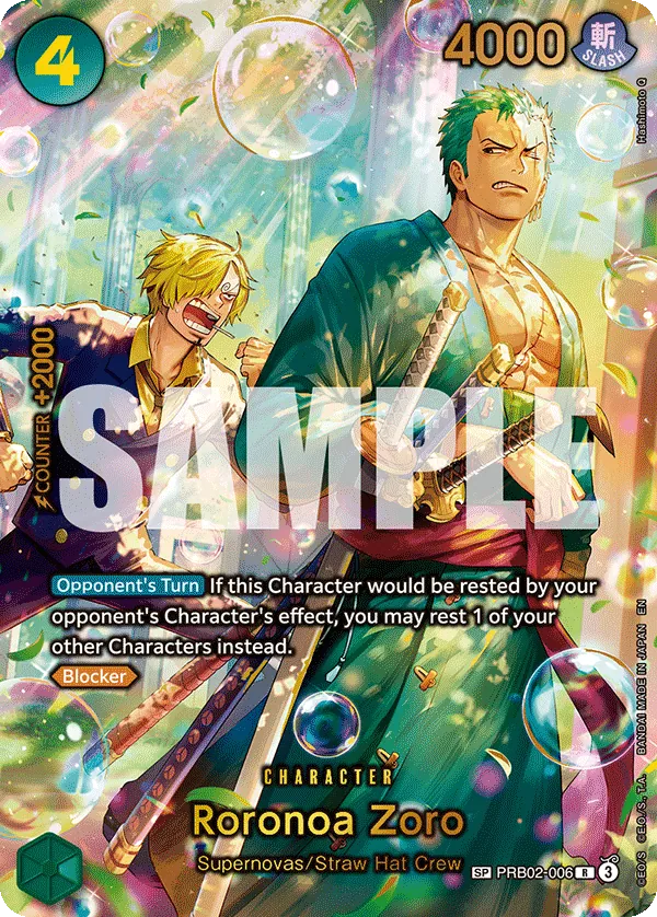 Roronoa Zoro (PRB02-006) - The Azure Sea's Seven (Special Rare) [OP14-PRB02-006] English / Near Mint / Normal