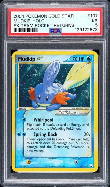Mudkip Gold Star #107 - EX Team Rocket Returns - Holo Rare - PSA 5