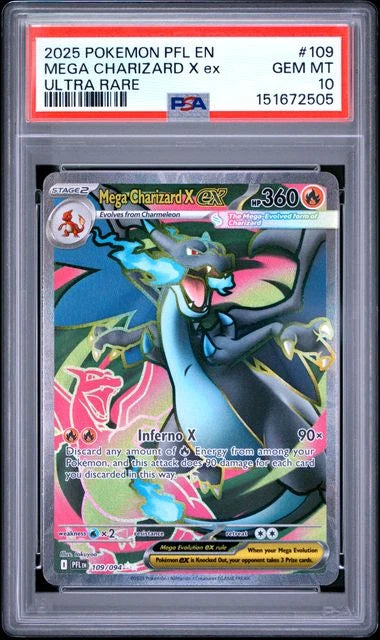 Mega Charizard X ex #109 - Phantasmal Flames - Ultra Rare - PSA 10