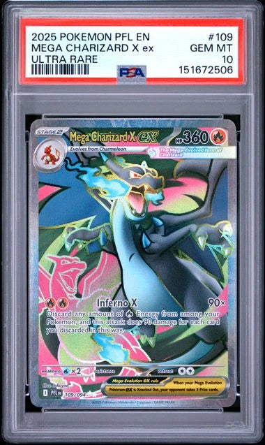 Mega Charizard X ex #109 - Phantasmal Flames - Ultra Rare - PSA 10